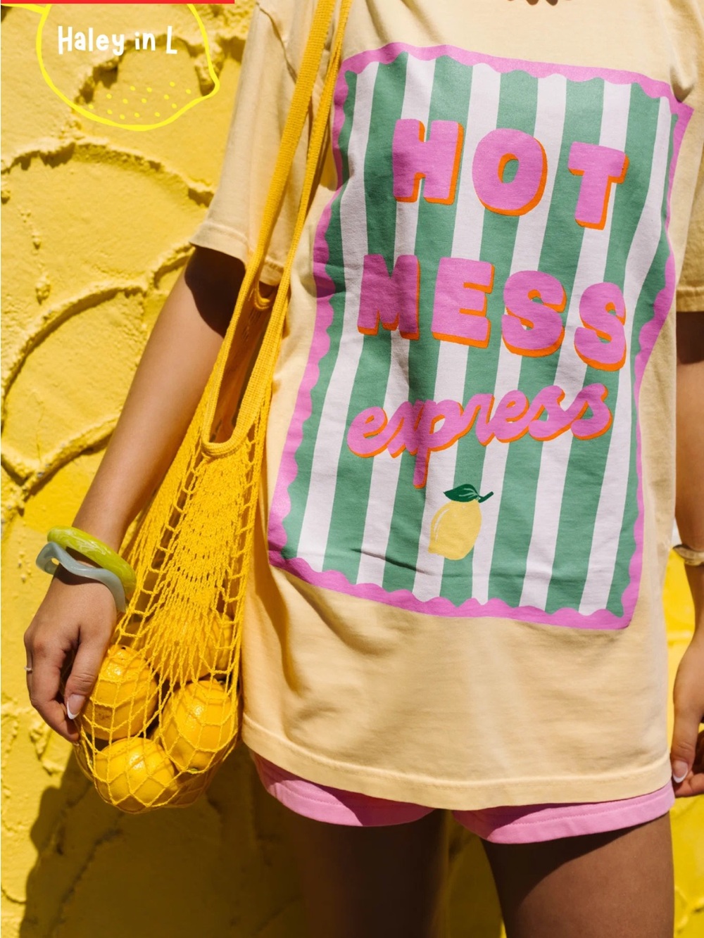 NWOT Staykation Lemon Tee - Yellow "Hot Mess Express" Size XL